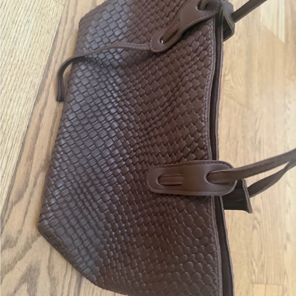 Brown Woven Leather Women's Bag